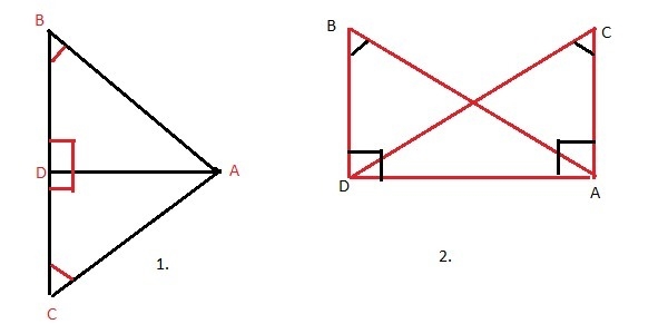 Given ∠C ≈ ∠B and ∠BDA is a right angle, are the two triangles, ΔBDA and ΔCDA congruent-example-1