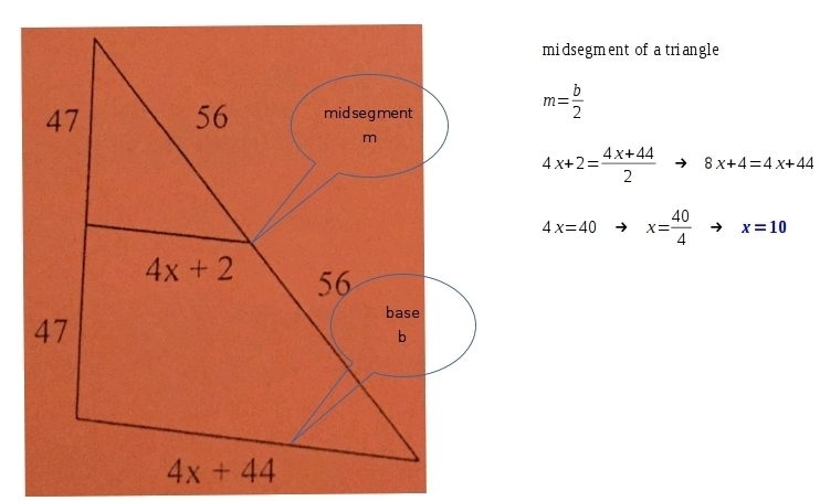 I need to find the midsegment. There are 4 choices which are A. 24 B. 0 C. 42 D.84-example-1