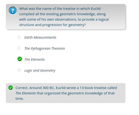 What was the name of the treatise in which Euclid compiled all the existing geometric-example-1