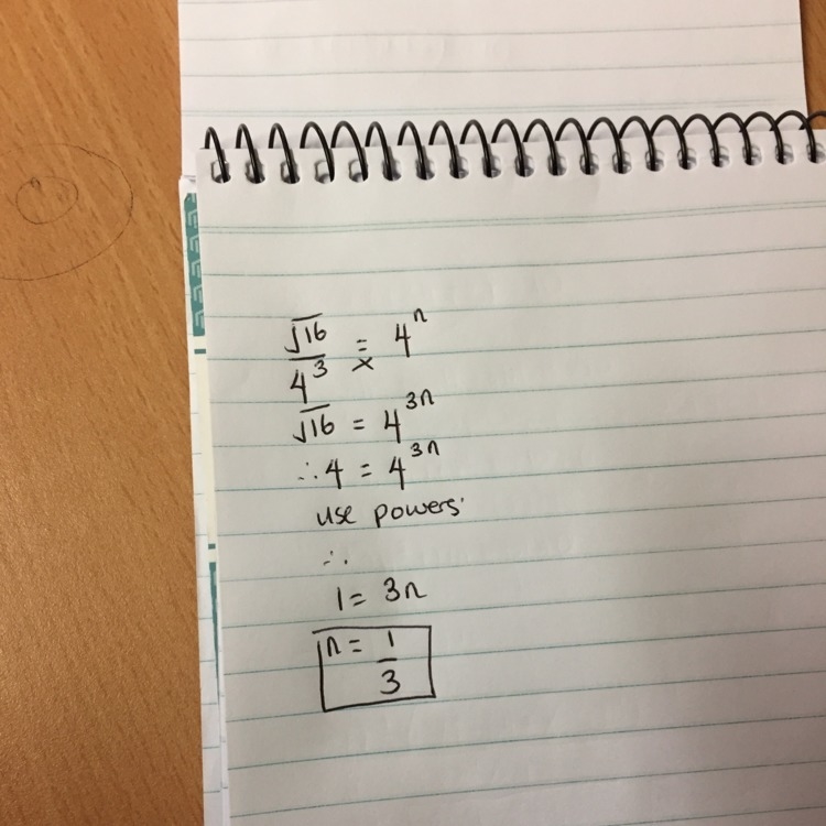 What is the value of n in the numerical sentence below? The square root of 16 divided-example-1