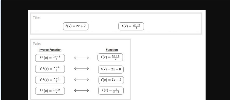 25 POINTS PLZ HELP ASAP!!! Match the functions with their inverse functions.-example-1