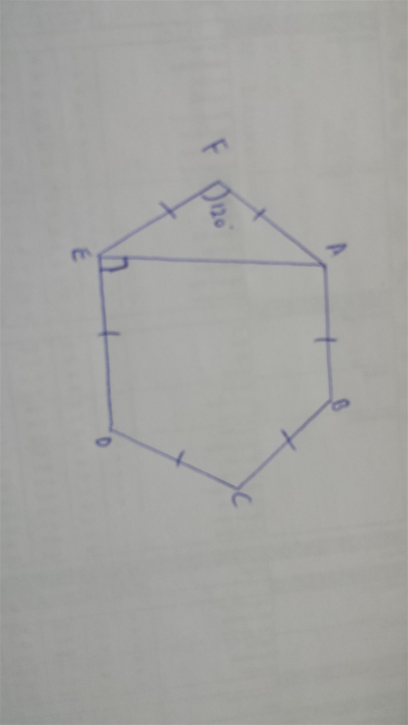 Hexagon ABCDEF is a regular hexagon. Show that segments AE and ED are perpendicular-example-1