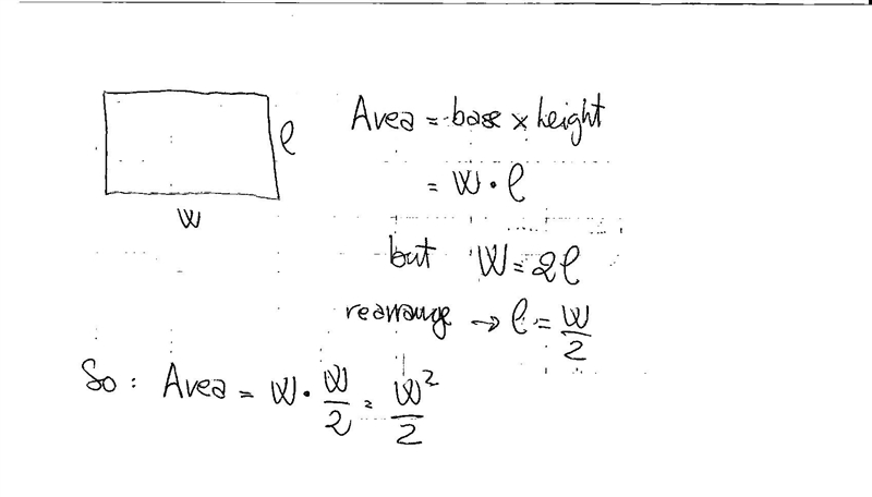 Express the area of a rectangle as a function of the width w if the width of the rectangle-example-1