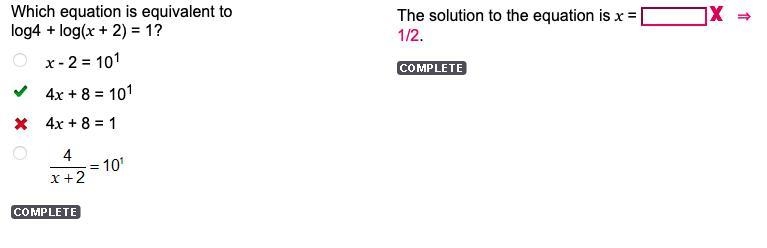 Which equation is equivalent to log4 + log(x + 2) = 1?-example-1