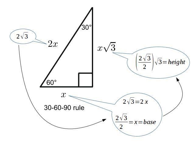 if the longest side of a 30-60-90 degree triangle is 2 square root 3, what is the-example-1