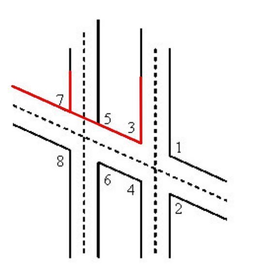 This diagram of airport runway intersections shows two parallel runways. A taxiway-example-1