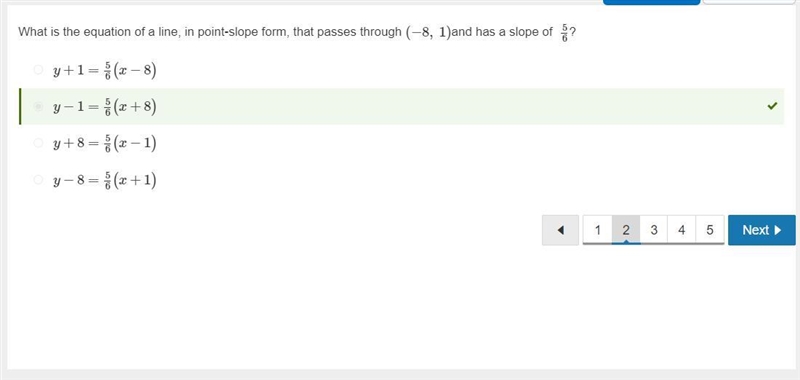 What is the equation in point-slope form of a line that passes through the points-example-3