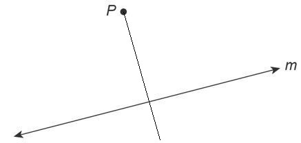 Construct a line that is perpendicular to line m and that passes through point P. Answer-example-1