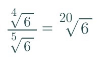 Simplify fourth root of 6 over fifth root of 6.-example-1