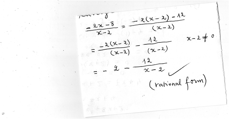 Find rational form of f(x)=-2x-8/x-2-example-1