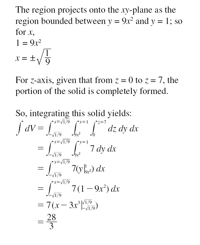 Use a triple integral to find the volume of the solid bounded by the parabolic cylinder-example-1