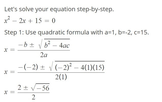 X squared minus 2x plus 15 equals 0-example-1