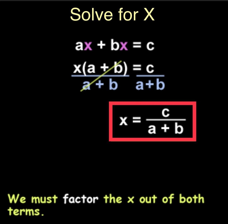 How do I solve for X ax+bx=c-example-1