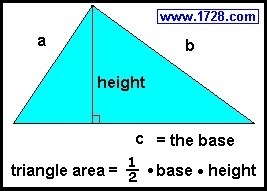 What is the area of a triangle whose base is 15 centimeters and whose height is 10 centimeters-example-1