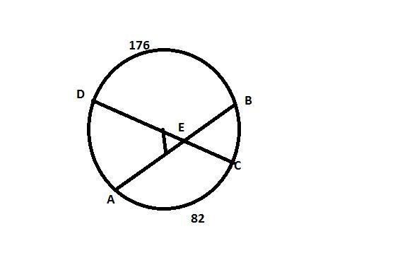 ∠AED is formed inside a circle by two intersecting chords. If minor arc BD = 82 and-example-1