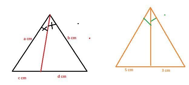 an angle bisector of a triangle divides the opposite side of the triangle into segments-example-1