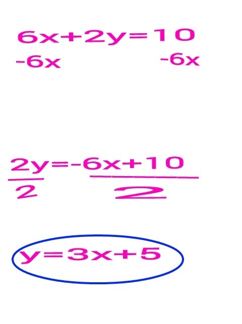 Solve for y. 6x+2y=10-example-1