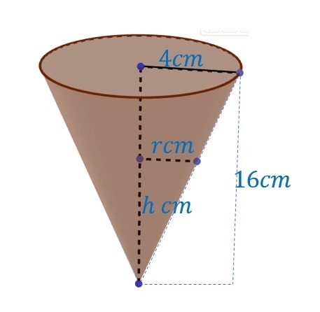 Water is drained out of tank, shaped as an inverted right circular cone that has a-example-1