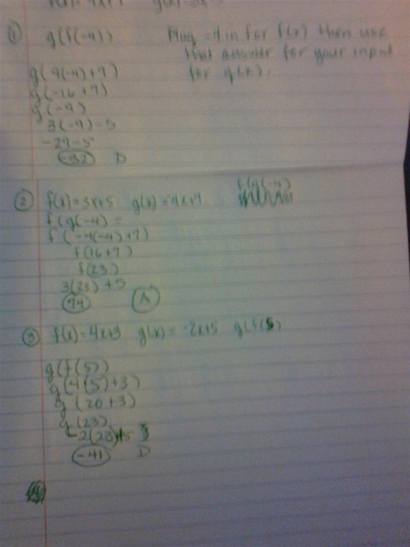 Can anyone help me with these 3 problems? 1. Let f(x) = 4x+7 and g(x) = 3x-5. Find-example-1