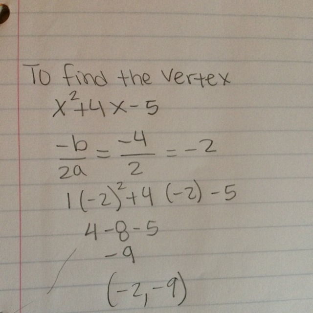 The axis of symmetry for a function in the form f(x) = x^2 + 4x − 5 is x = −2. What-example-1