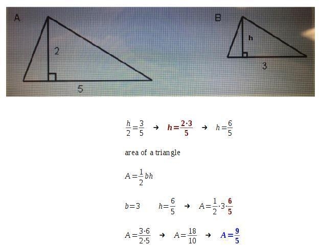 Given the following similar triangle, what is the area of triangle B?-example-1