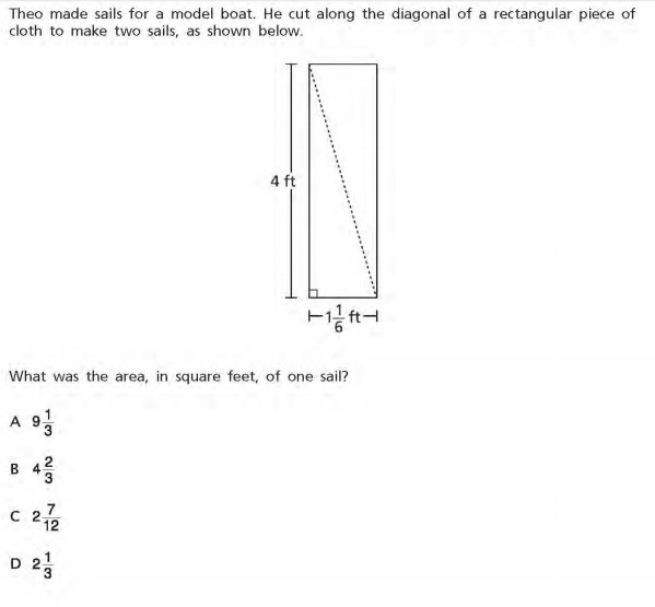 Theo made sails for a model boat . he cut along the diagonal of a rectangular piece-example-1