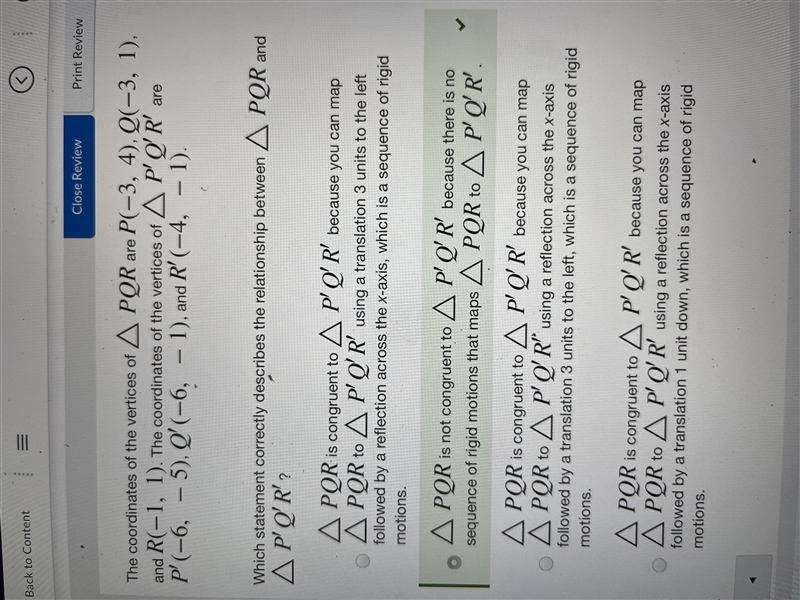 The coordinates of the vertices of △PQR are P(−3,4), Q(−3,1), and R(−1,1). The coordinates-example-1