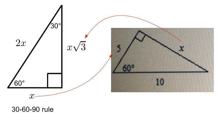 Find the value of x. if your answer is not an interger, leave it in simplest radical-example-1