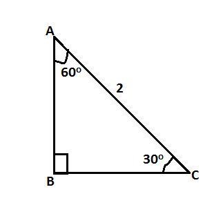 Suppose a right triangle has a hypotenuse of length 2 and one angle is 30 degrees-example-1