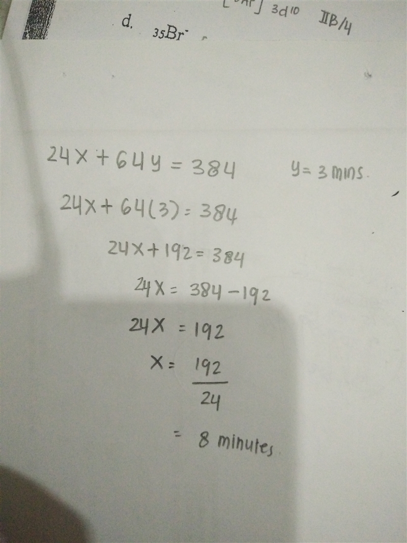 The equation that represents the canned goods order is 24x + 64y = 384, where x = number-example-1