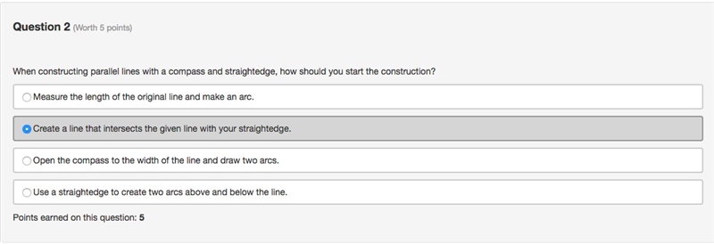 When constructing parallel lines with a compass and straightedge, how should you start-example-1