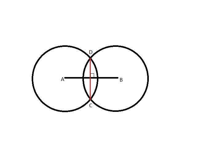 At point A, Billy uses a compass to draw a circle, At point B, he draws another circle-example-1