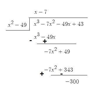 (x^3+43-49x-7x^2)/(x^2-49)-example-1