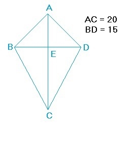 Kite ABCD has a longer diagonal AC with a length of 20in and a shorter diagonal BD-example-1