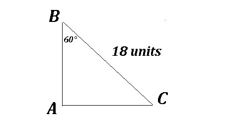 In the triangle below, angle B measures 60° and BC is 18. What is the length of AC-example-1