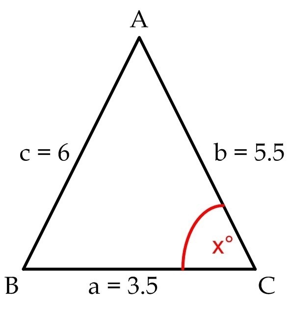 In ΔABC, if the length of sides a, b, and c are 3.5 centimeters, 5.5 centimeters, and-example-1