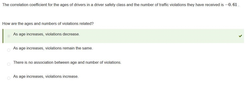 The correlation coefficient for the ages of drivers in a driver safety class and the-example-1