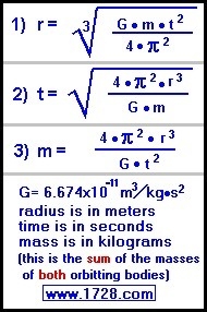 The formula to find the period of orbit of a satellite around a planet is where r-example-1