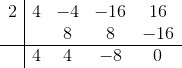 Synthetic division And the Remainder theorem One factor of f(x)=4x^3-4x^2-16x+16 is-example-1