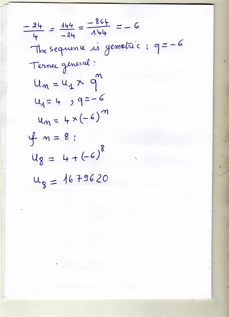 Find the 8th term in the sequence. 4, -24, 144, -864,...-example-1