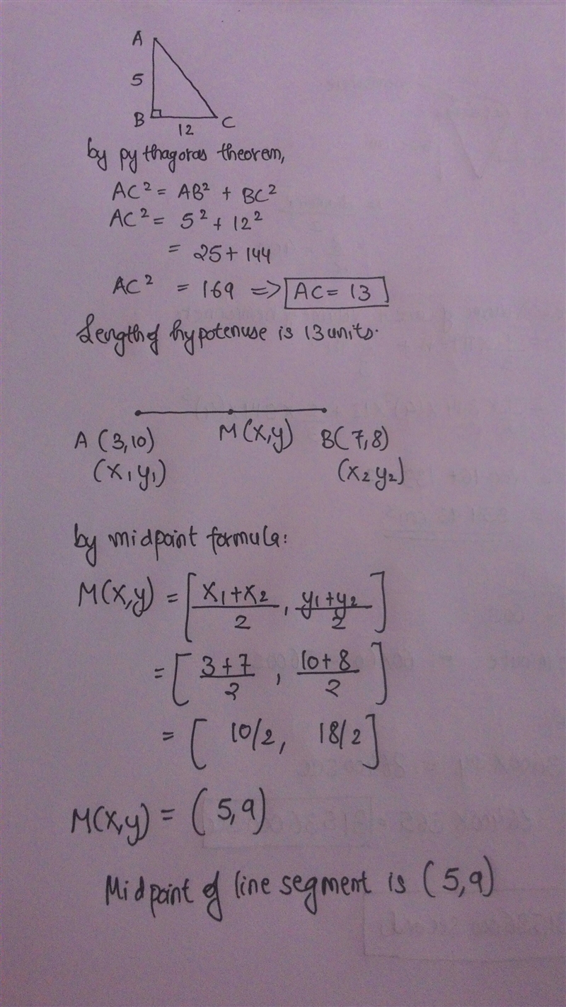 What is the length of the hypotenuse of a right triangle whose legs have lengths of-example-1