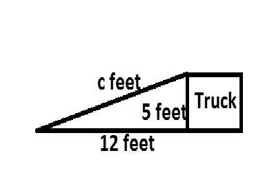 A ramp is being used to unload the back of a truck. The bottom of the ramp is 12 feet-example-1