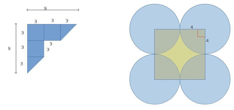 I need help finding the area of these 2 - the writing in purple is what my teacher-example-1