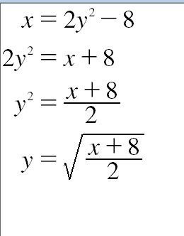 Which equation is the inverse of y = 2x2 – 8?-example-1