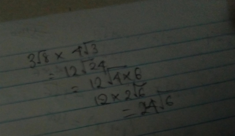 What is the product of three square root of eight times four square root of three-example-1