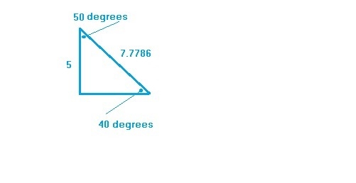 The measurement of an angle of a right triangle is 40° and the leg opposite to this-example-1