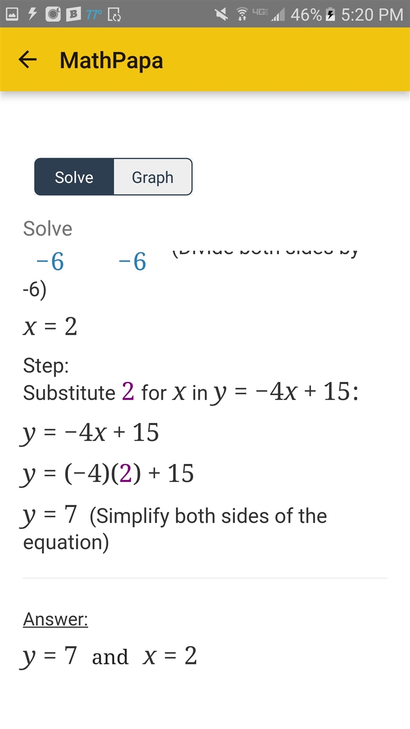 Solve for X and Y 6x + 3y = 33 4x + y = 15-example-1