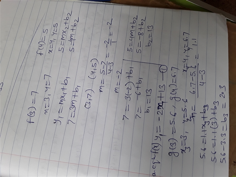 The following values represent linear function ƒ(x) and rational function g(x). ƒ(3) = 7 g-example-1