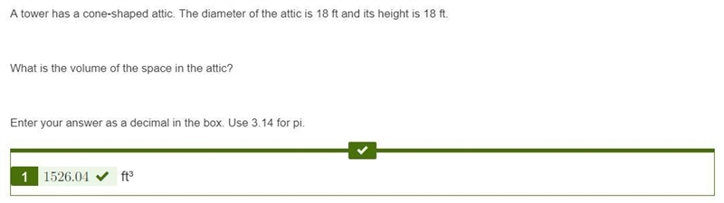 A tower has a cone-shaped attic. The diameter of the attic is 18 ft and its height-example-1