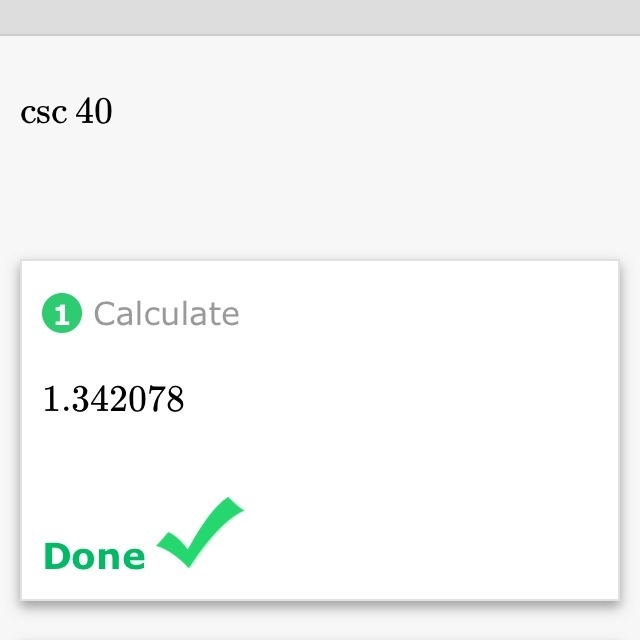 Find the value of the csc 40 degrees using your calculater-example-1